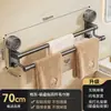 Fuerte ventosa doble barra toallero baño sin perforaciones pared toallero con ganchos estante de almacenamiento baño