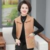 Casaco de veludo mink para primavera e outono, top curto para mulheres de meia-idade e idosas, cardigã de tricô com lapela, colete