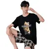 Loja Física Atacado Pijamas Curtos de Verão para Homens, Conjunto para Live Streaming, Roupa de Casa, Conjunto Pulôver Amazon para Jovens