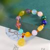 Pulseira de prata esterlina s925 banhada a ouro com gema colorida de personalidade, joia feminina da moda, nova pulseira
