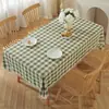 Mantel Navideño a Cuadros Estilo Americano, Poliéster-Lino, Impermeable, Resistente al Aceite, Resistente al Calor, Bordado, Engrosado, Adecuado para Uso en Hotel y Hogar, Mantel Redondo