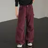 Pantalones de trabajo de leñador azul francés para hombre, estilo de la alta calle americana, pantalones casuales de retazos, diseño holgado, pantalones de pierna ancha, al por mayor
