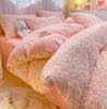 Conjunto de Cama de Veludo Leite Dupla Face de Inverno Quatro Peças Capa de Colcha Esculpida com Forro de Fleece Lençol de Cama de Veludo Coral Conjunto de Três Peças Roupa de Cama
