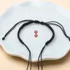 [Pulseira Trançada] Semi-Acabada DIY Tecida à Mão Corda Vermelha de Casal, Tamanho Ajustável, Moedas de Cobre Usáveis, Bom Acabamento