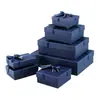 Set de Caja de Regalo de Base y Tapa con Moño Estampado en Oro Disponible, Set de Caja de Regalo de Bolsa de Papel para Souvenir Navideño Simple de Alta Gama