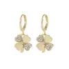 Pendientes de Trébol Ojo de Gato con Pedrería Estilo Coreano, Lujo Ligero, Moda Simple, Pendientes de Gama Alta, Pendientes de Temperamento Nicho para Mujer