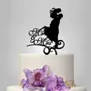 Inserto de Cartão para Bolo de Casamento Acrílico Vintage Exquisito Decorações de Bolo para Noivos Cartão de Bolo Abraço