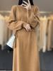 Vestido Suéter de Punto Básico de Talla Grande para Mujer Otoño e Invierno con Cordones y Cuello Redondo de Color Sólido Francés Comercio Exterior Transfronterizo Amazon