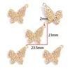 Novo Pingente Borboleta com Diamante Inlaid Dourado Liga KC para Pulseira Chaveiro Colar Brinco Decoração Pingente W686