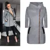 9510# AliExpress wish Amazon moda transfronteriza cremallera lateral abrigo de terciopelo con capucha chaqueta suéter mujer