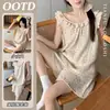 Pijama para Mujer 2025 Nuevo Verano Shorts de Tirantes Estilo Coreano Dulce Floral con Volantes Conjunto de Ropa para el Hogar