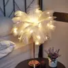 Luz Noturna Romântica de Pena Luminária de Mesa Luz de Atmosfera de Fundo para Sala de Transmissão ao Vivo Salão de Beleza Decoração de Quarto Cena de Aniversário
