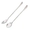 Cuchara de Acero Inoxidable con Mango Largo para Uso Doméstico, Cuchara para Condimentos, Cuchara para Revolver, Cuchara para Hielo, Cuchara para Postre de Té con Leche, Café, Cuchara para Condimentos Comercial