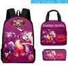 Nuevo Producto Transfronterizo Hell Inn Hazbin Hotel Mochila Escolar Bolsa de Almuerzo Mochila para Niños Estuche para Lápices Set de Tres Piezas