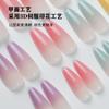 Uñas Portátiles Europeas y Americanas, Uñas Ballet de Longitud Media, Uñas Postizas Trapezoidales, Piezas de Uñas Postizas Terminadas, Francesas 30 Piezas con Kit de Herramientas