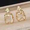Accesorios DIY Plata S925 Cuadrado Rosa Barroco Set Soporte Vacío 12*16mm Soporte Perla Forma Especial 6095
