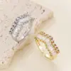 Anillo Geométrico Abierto de Cobre Chapado en Oro con Circonita, Lujo de Nicho Europeo y Americano, Anillo de Moda Versátil para Mujer
