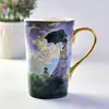 Caneca Criativa de Cerâmica com Alça Dourada para Pintura a Óleo Casa Escritório Chá da Tarde Atacado Presente Mais Logo Porcelana Caneca de Água