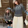 Suéter de punto grueso de lana pura, 26 nuevos estilos otoño/invierno, ropa para padres e hijos, moderno retro romántico suéter Fair Isle de copo de nieve