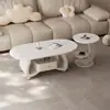 Mesa de centro ovalada moderna de pizarra de lujo ligero para sala de estar, sensación de alta gama para espacios pequeños, mesa auxiliar móvil simple y de alta gama