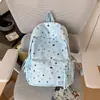 Mochila Estampada Gradiente Azul-Cinza Refrescante de Verão para Alunos do Ensino Fundamental e Médio, Mochila Escolar para Meninas, Mochila de Nicho de Alto Valor