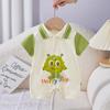 Ropa de Bebé Verano Delgada Mameluco de Bebé Niño Solapa Manga Corta Ropa de Verano para Bebé Mameluco de Bebé de Dibujos Animados