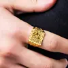 Anillo Abierto de Latón Dorado al por Mayor con la Palabra "Fuhua" para Hombres, Anillo de Oro Imitación Dorado al por Mayor para Hombres, Vendedor Ambulante