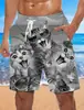 Pantalones de playa holgados europeos y americanos 2024, pantalones de surf de verano con estampado 3D de humo, pantalones cortos de moda para hombre