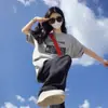 Camiseta de Manga Curta Algodão Puro Estampa de Letras Marca Tendência Estilo Retrô Americano Tamanho Plus Size, Roupa Unisex Tamanho Extra Grande Oversize para Casal