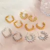 Pendientes Trenzados Irregulares de Diente de Sierra Retro de Nueva Moda Europea y Americana Chapados en Cobre con Oro Real Pendientes de Personalidad y Temperamento para Mujer Venta al por Mayor