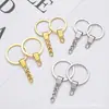 Argola de Chaveiro 30mm Quadrada Pendurada Cabeça de Liga com Corrente de Quatro Seções Chaveiro Deslizante para Carro Argola Plana Pingente de Chaveiro