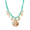 Collar de Cinta Estilo Bohemio con Colgantes de Estrella de Mar, Concha, Delfín y Caballito de Mar de Aleación, Joyería Estampada en Tela