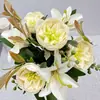 Fornecimento direto da fábrica rosa simulação Lírio 9 rosas buquê de flores artificiais adereços de palco de casamento decoração flores artificiais simulação