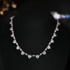 Conjunto de Collar Largo con Forma de Corazón Full-Diamond con Circonita, Anillo y Accesorios de Vestido de Fiesta Suaves - Juego de Cuatro Piezas