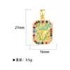 Colar de cartão de tarot quadrado transfronteiriço com pingentes de tartaruga marinha com gota de óleo, cabeça de carneiro, cabeça de touro, acessórios DIY, banhado a ouro real 18K