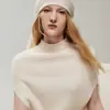Suéter de tricô Bai Cai Rong 100% caxemira novo com gola redonda, coleção outono/inverno 2026, top de tricô estilo francês sem mangas e com mangas morcego