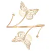 Pulsera Metálica Transfronteriza Europea y Americana Personalizada Mariposa Hojas Flores Geométrico Nicho Diseño de Alta Gama Abierta Ajustable