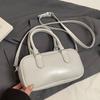 Bolsa Bowling Retrô para Pendurar no Ombro Estilo Coreano Simples Casual Cor Sólida Portátil Moda High-end Combina com Tudo Transversal