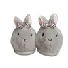 Pantuflas de algodón con diseño de conejito, estilo dulce y fresco para niña, colección otoño/invierno 2026, estampado de leopardo con lazo, zapatos peludos versátiles sin cordones para usar en exteriores