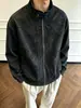 Chaqueta de Trabajo Estilo Americano High Street Tie-dye de Piel Sintética para Hombre, Pareja, Cuello Alto, Chaqueta de Motociclista, Bomber cleanfit