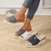 Comercio Transfronterizo Zapatos de Mujer Talla Grande Verano 2024 Sandalias de Mujer de Cuerda de Cáñamo Plataforma de Cuña Lona Moda Sandalias de Suela Gruesa Tacón Grueso