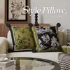 Almofada Decorativa Vintage de Alta Qualidade Estilo Francês, Almofada Decorativa Verde com Atmosfera Retrô para Sala de Estar, Capa de Almofada de Luxo Leve para Cama