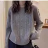 Suéter Base de Lana Grueso de Punto Trenzado de Cachemir Europeo con Cuello Redondo para Mujer, Otoño e Invierno, Holgado, Adelgazante, Hombro Normal, Versátil
