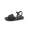 Sandalias tejidas de moda de cabeza cuadrada talla grande transfronterizas Europa y Estados Unidos verano nuevo estación independiente chanclas de playa para mujer combinan con todo