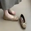 Nuevos zapatos sin cordones estilo vintage con lazo para aumentar la altura de Lan Gui para ir al trabajo, nuevos zapatos tejidos poco profundos para mujer de primavera y otoño