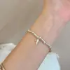 Pulsera Brillante de Gama Alta para Mujer Plata S925 Diseño de Nicho Ins Pulsera de Estilo Frío Simple Pulsera de Cadena Lisa