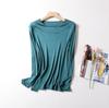 Yuyue Seda de Morera Color Sólido Top Delgado Fresco Transpirable Base Acogedor Cuello Redondo Manga Larga Camiseta Base para Mujer