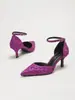 Zapatos de tacón alto de moda silenciosos para mujer de 6 cm 8,5 cm con punta fina, parte trasera hueca, tacones de aguja elegantes y correa en el tobillo