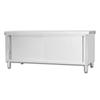 Banco de trabajo de acero inoxidable, mesa de operaciones de cocina, mesa de carga de embalaje comercial, mesa de corte con puerta corrediza de acero inoxidable, banco de trabajo