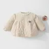 Jaqueta acolchoada de algodão para bebê, blusa matelassada espessa, casaco quente para meninas, 120g, casaco de outono/inverno para bebês e crianças pequenas